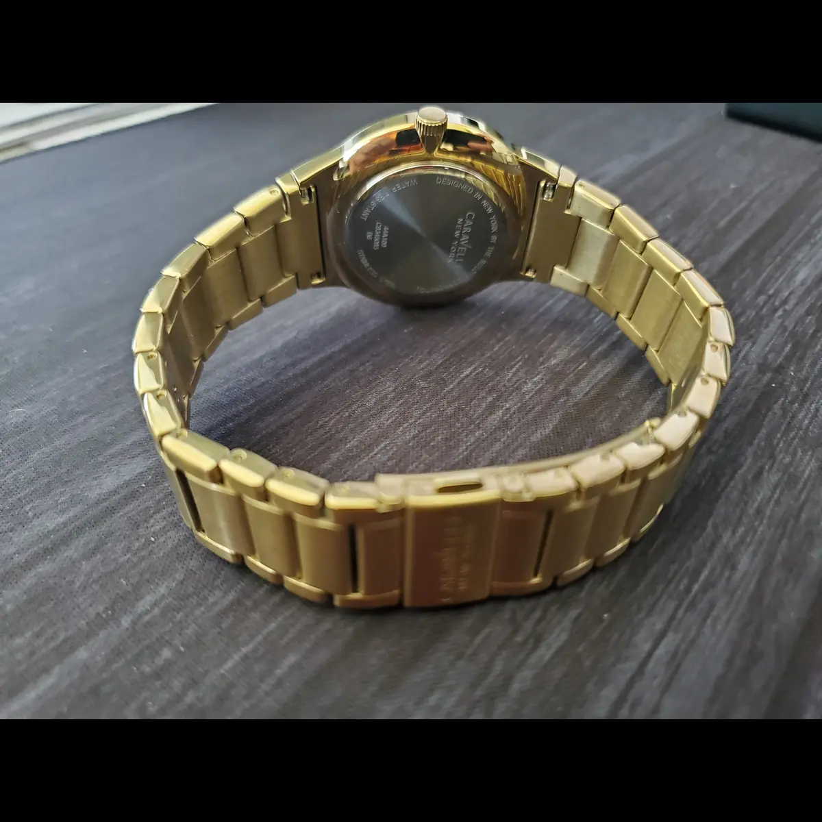 Caravelle Bulova Men's Day Date Gold Dress Watch Satin Sunburst Pie Pan Dial NIB - Image 5