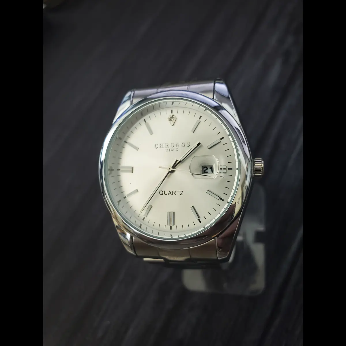 Chronos Men's Watch Silver Diamond Dial Oyster Date - Image 2