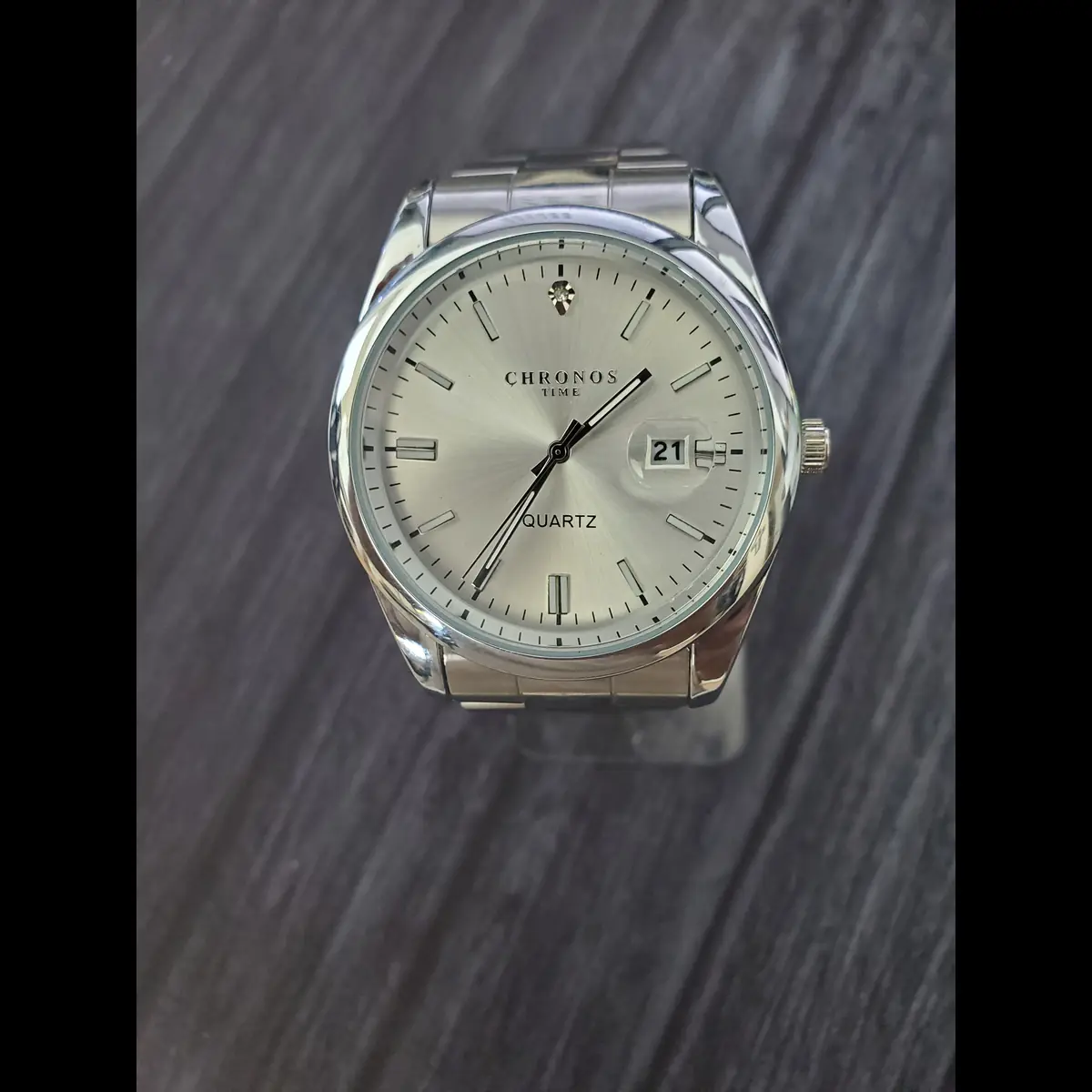 Chronos Men's Watch Silver Diamond Dial Oyster Date - Image 3