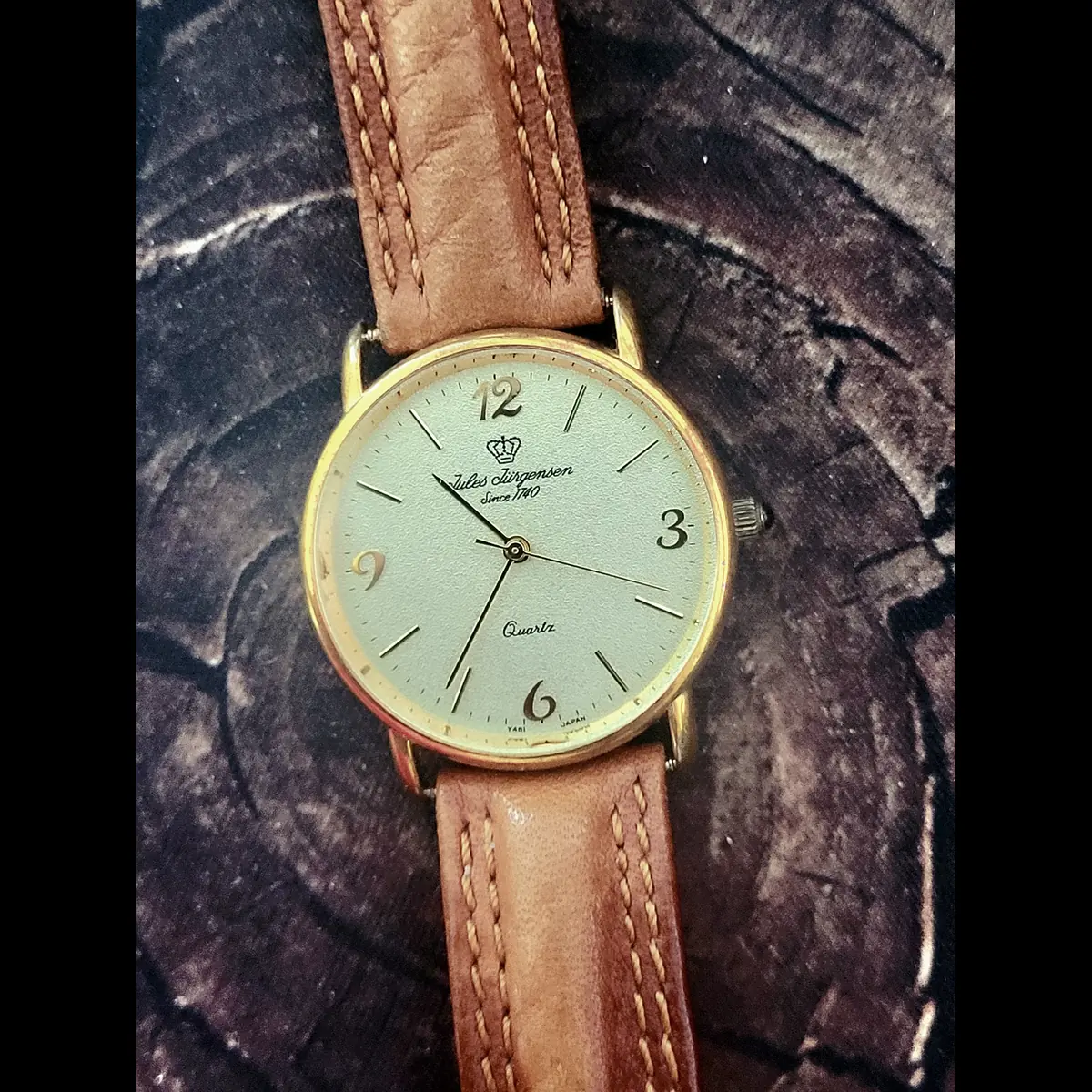 Rare Vintage Jules Jurgensen Gold Men’s 4673 Champaign Quartz Date Wristwatch!