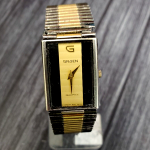 Very Rare Vintage Gruen German 227 Two Tone Tank Mens Watch Not Running