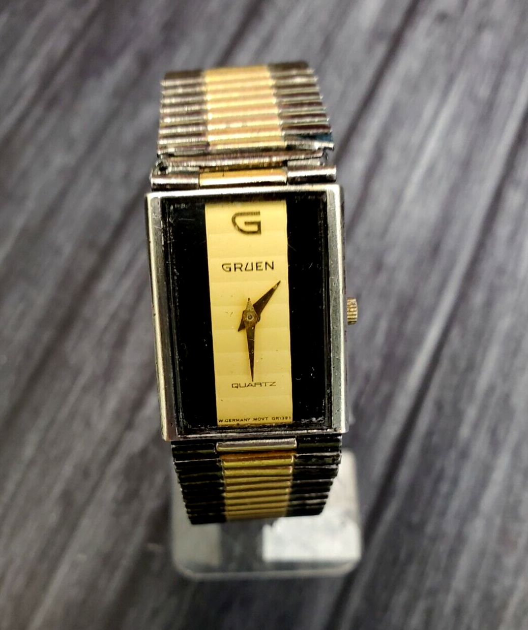 Very Rare Vintage Gruen German 227 Two Tone Tank Mens Watch Not Running
