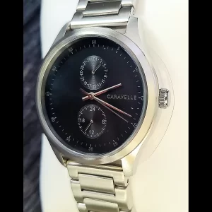 Rare Caravelle By Bulova Men's Chrono Multi Complications Tuxedo Black Dial NIB