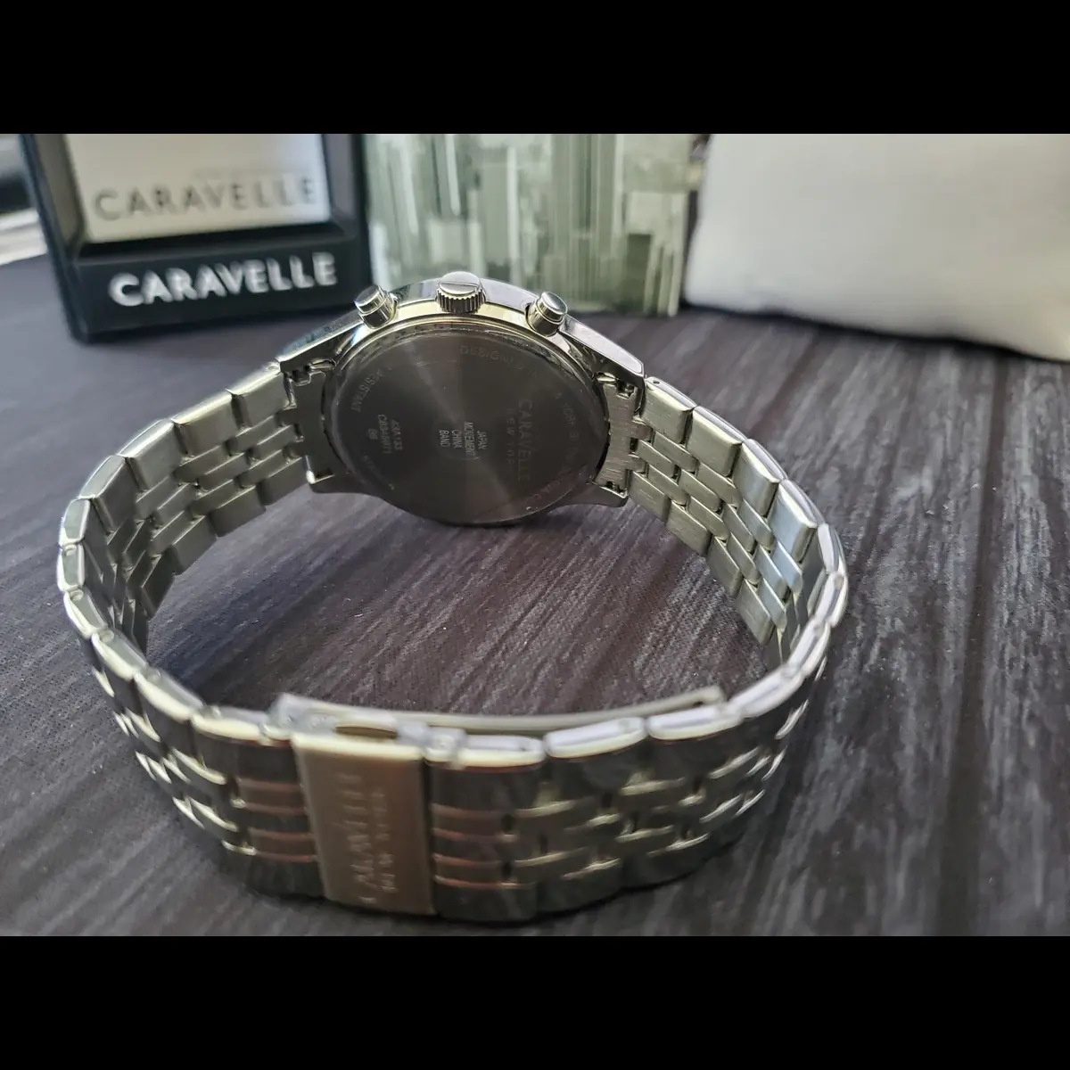 Rare Caravelle By Bulova Men's Chrono Multi Complications Tuxedo Black Dial NIB - Image 4