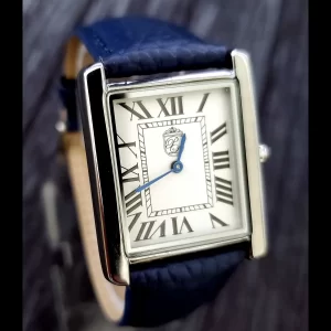 Pierre Lucerne 1888 Swiss Inspired Classic Mens Tank Watch Blue Band