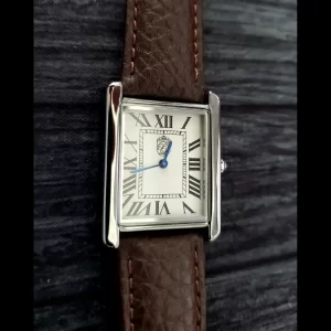Pierre Lucerne 1888 Must Tank Style Swiss Inspired Classic Mens Watch Brown Band