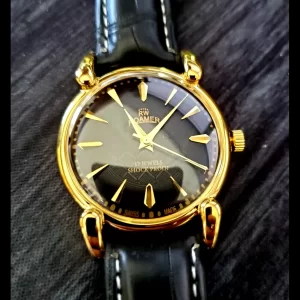 Vintage Roamer Shock Proof Hand Wind Swiss Watch Restored Serviced Gld-Blk-Blk