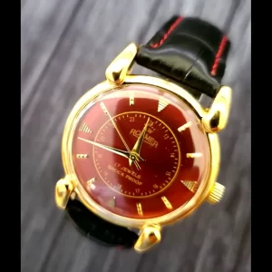 Rare Roamer Brevete Dauphine Swiss Mens Mechanical Watch Red Satin Dial Serviced