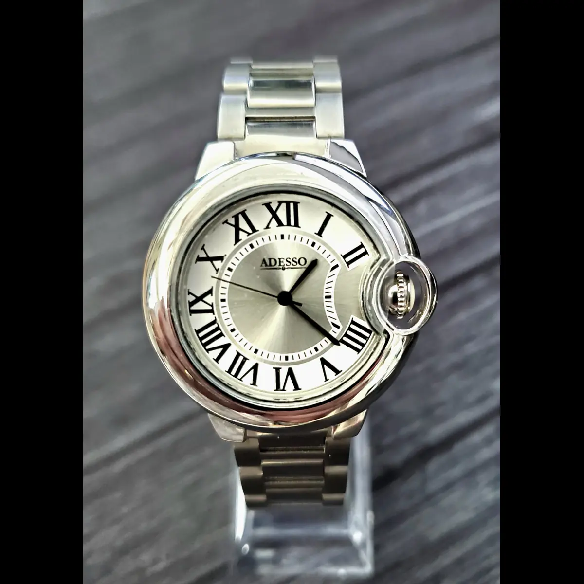 Art Deco Roman Adesso Neuvoux Stainless Men's Dress Watch