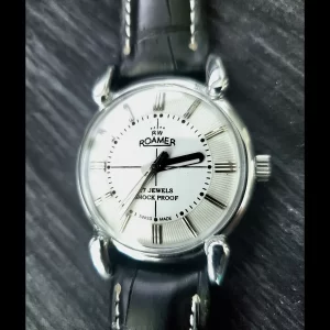 Rare Roamer Brevete Swiss Mens Manual Watch Slv Wht Serviced