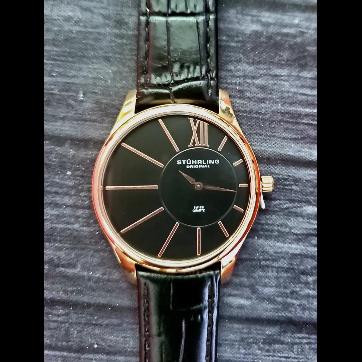 New Rare Rose Gold Stuhrling Avant Garde Swiss Mens Watch