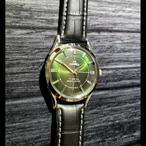 Rare Roamer Shock Proof Manual Wind Swiss Watch Restored Serviced Slv-Grn-Blk