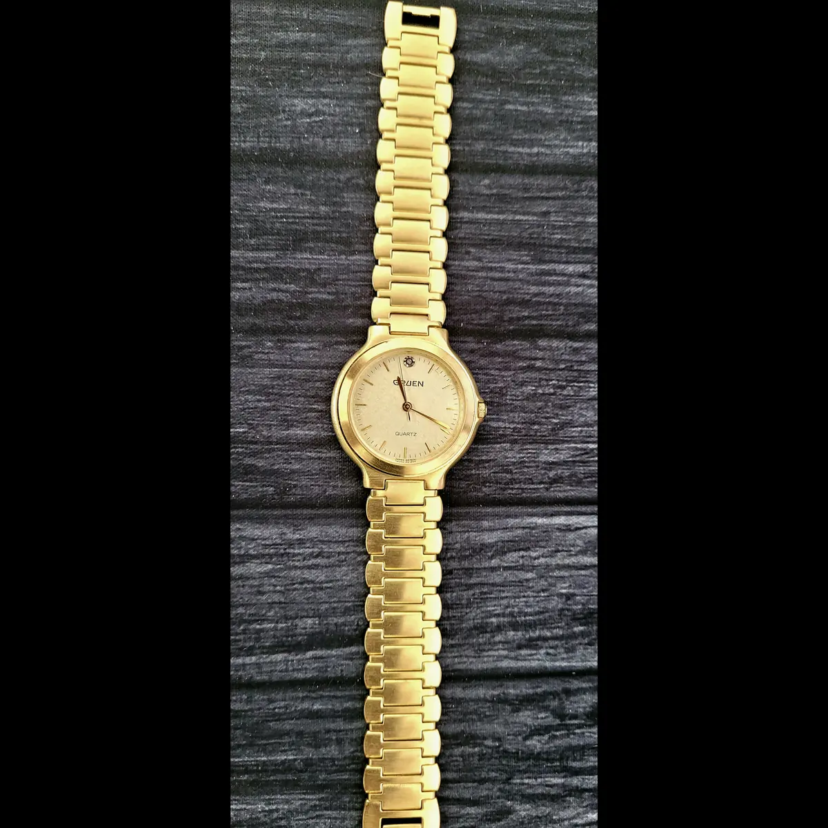 Exquisite Rare Retro Vintage Gruen Diamond Gold Leaf Dial Men's Watch - Image 2