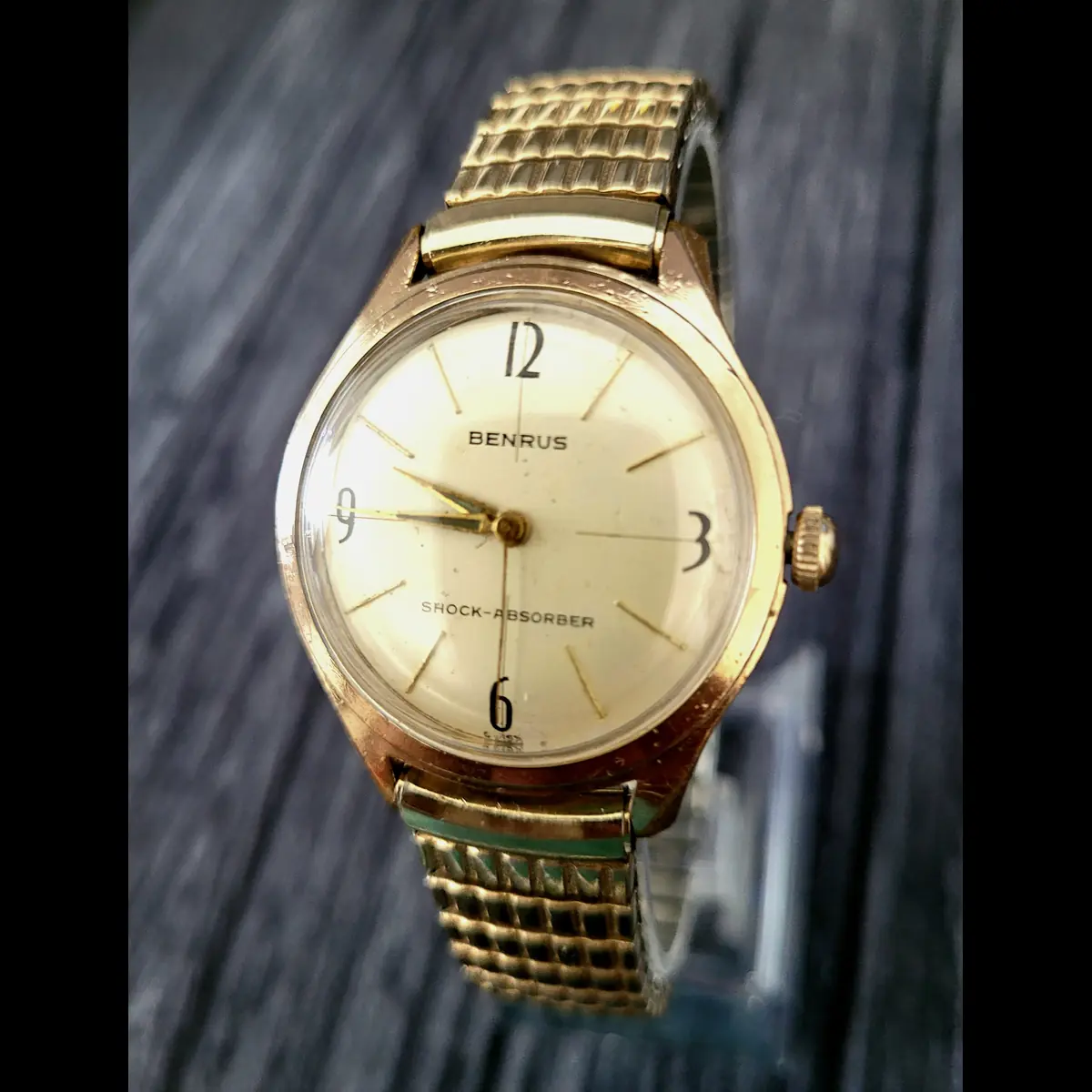 Rare Cond Vintage Benrus 20 Micron Gold Manual Mens Watch - Image 2