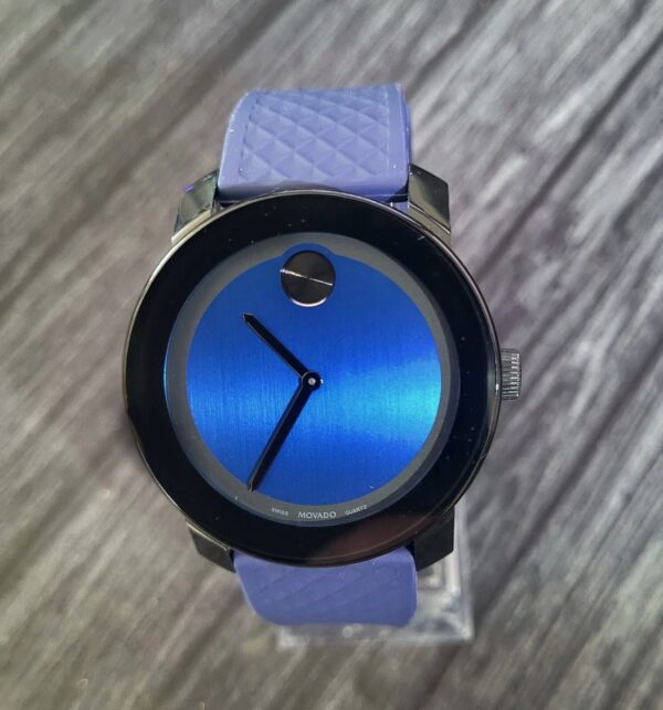 Nice Rare Movado Bold Blue Sapphire Burst Dial Men's Watch