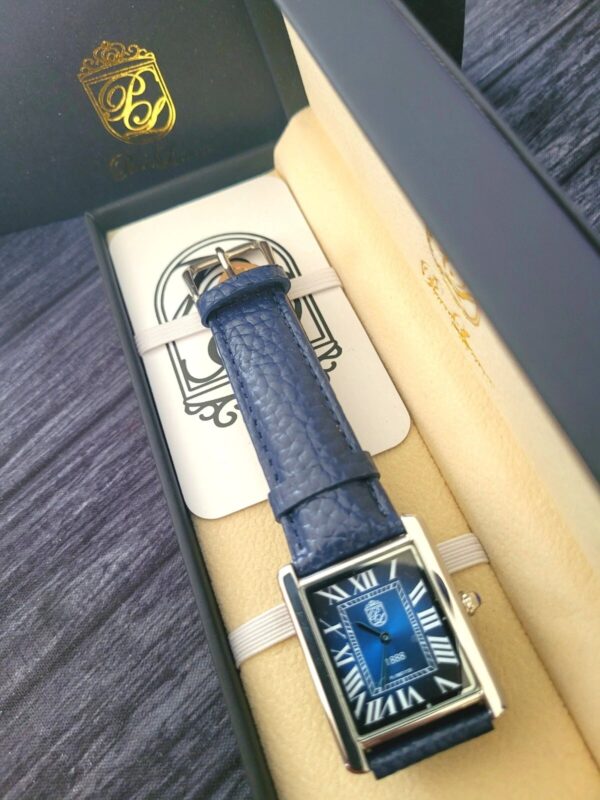 Pierre Lucerne Sapphire Dial 1888 Swiss Inspired Design Mens Tank Watch With Box
