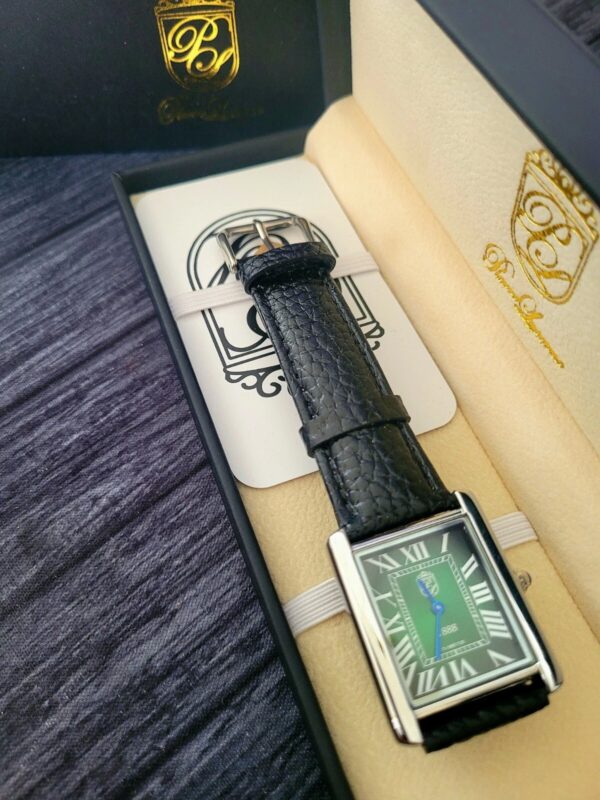 Pierre Lucerne Emerald Dial 1888 Swiss Inspired Design Mens Tank Watch With Box