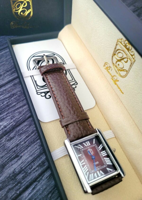 Pierre Lucerne RootBeer Dial 1888 Swiss Inspired Design Mens Tank Watch With Box
