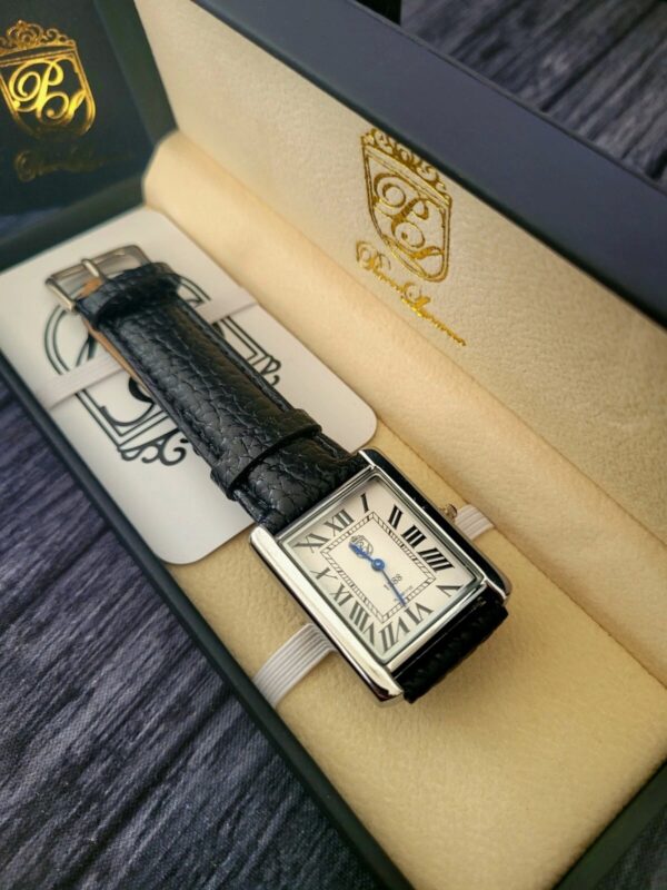 Swiss Inspired Iconic Classic Mens Watch Pierre Lucerne Tank Black Band With Box