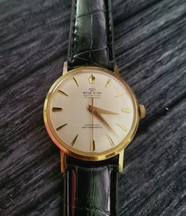 Super Rare Rive D&039or 10mic Gold Swiss Mechanical Watch Nice