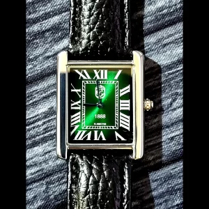 Pierre Lucerne Emerald Dial 1888 Swiss Inspired Design Mens Tank Watch