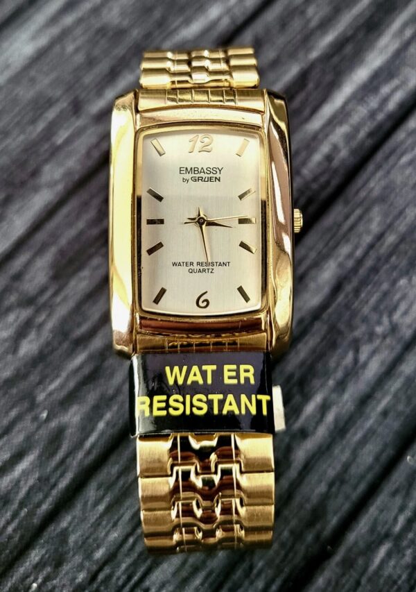 Rare Vintage Retro Gruen Mens Tank Stretch Band Watch NIB