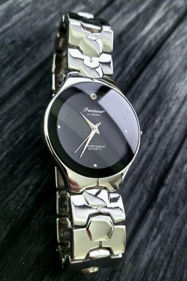 Rare Cond Vintage Precision Gruen Genuine Diamond Mens Watch