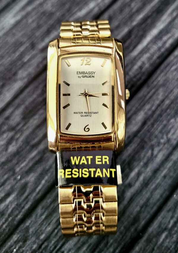 Rare Gruen Embassy Curvex Gold Mens Tank Dress Watch W Box