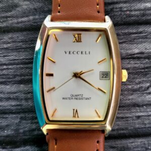 Vecceli Italy Vintage Enamel Dial Barrel Tank Mens Watch