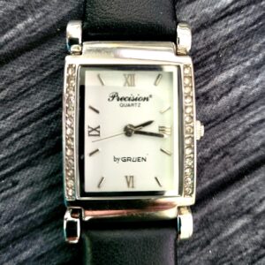 Vintage Hinged Lug Embassy Gruen Diamond Bezel Tank Watch