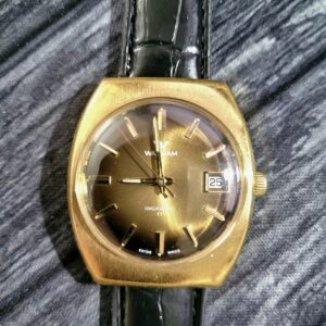 Rare Waltham Vintage Mens Swiss Cats Eye Dial Mech Watch