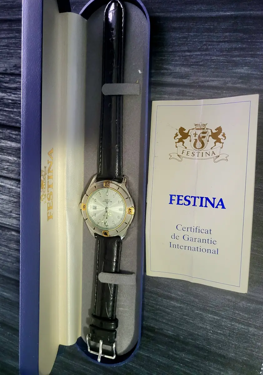 Rare Vintage Festina Vera Pelle Swiss 6777 Diver Mens Watch - Image 6