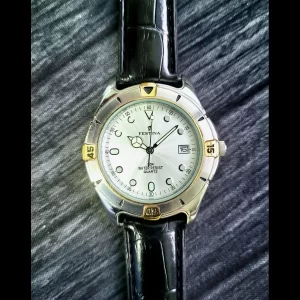Rare Vintage Festina Vera Pelle Swiss 6777 Diver Mens Watch