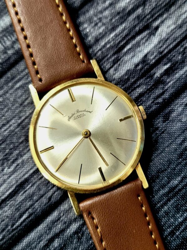 Rare Vintage Andre Bouchard Incabloc Piepan Dial Men's Watch