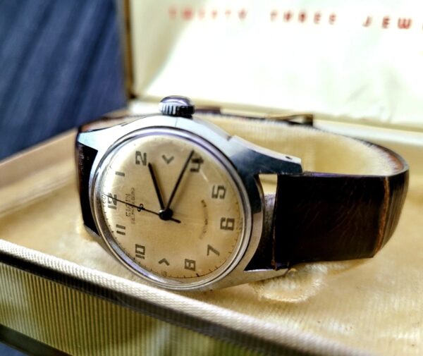 Rare Antique Mens 50s 14k B Lord Elgin 643 Swiss Watch W Box