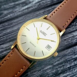 Very Rare Vintage Quintel Pie Pan Mens 80s Retro Dress Watch