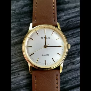 Rare Vintage Benrus Legacy White Enamel Mens Pie Pan Watch