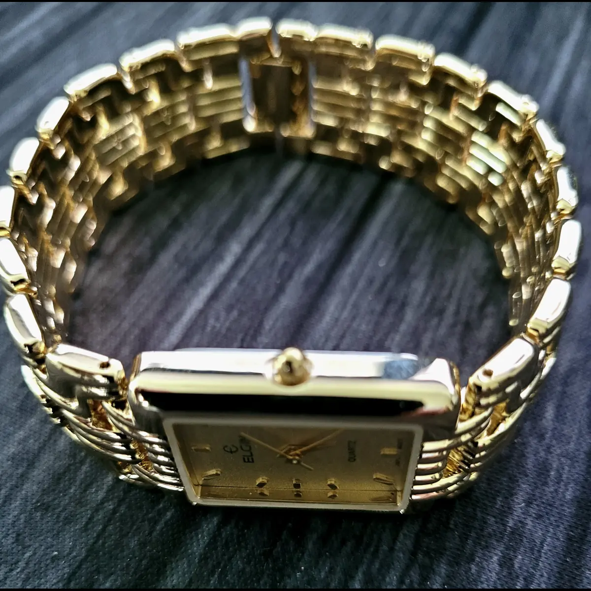 Vintage Retro Lord Elgin Gold Mens Tank Watch New In Box - Image 4