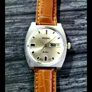 Very Rare Vintage Focal Swiss Mvmt Mechanical Watch Day Date