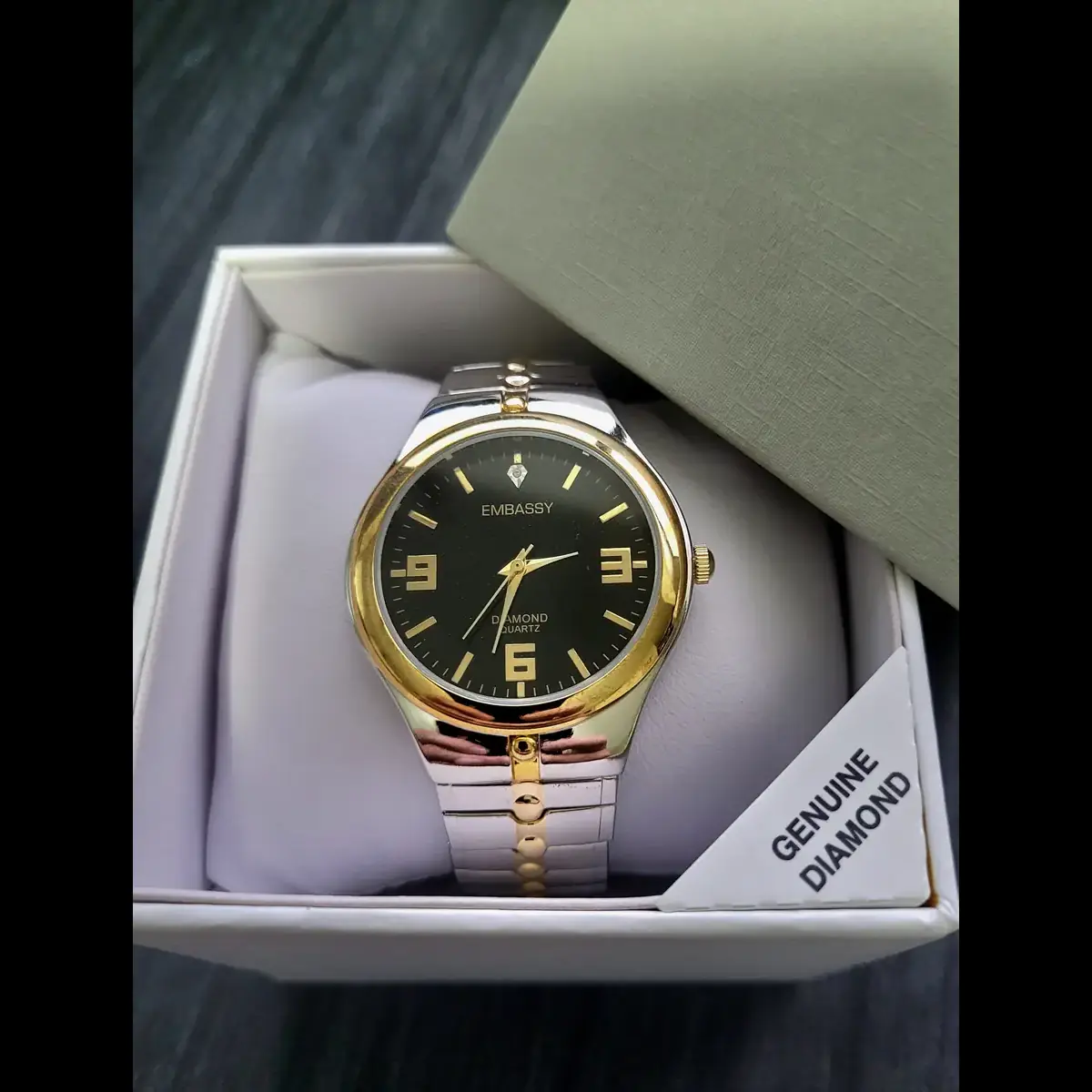 Rare Vintage Gruen Embassy Diamond Mens Watch New In Box - Image 4