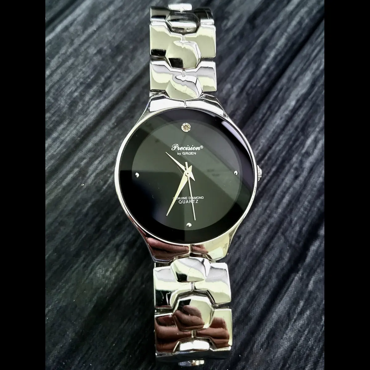 Rare Cond Vintage Precision Gruen Genuine Diamond Mens Watch
