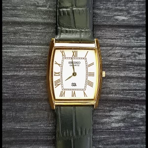 Rare Vintage Men's Slim Tank Barrel Gold White Watch New Mvt Batt Dial Mod