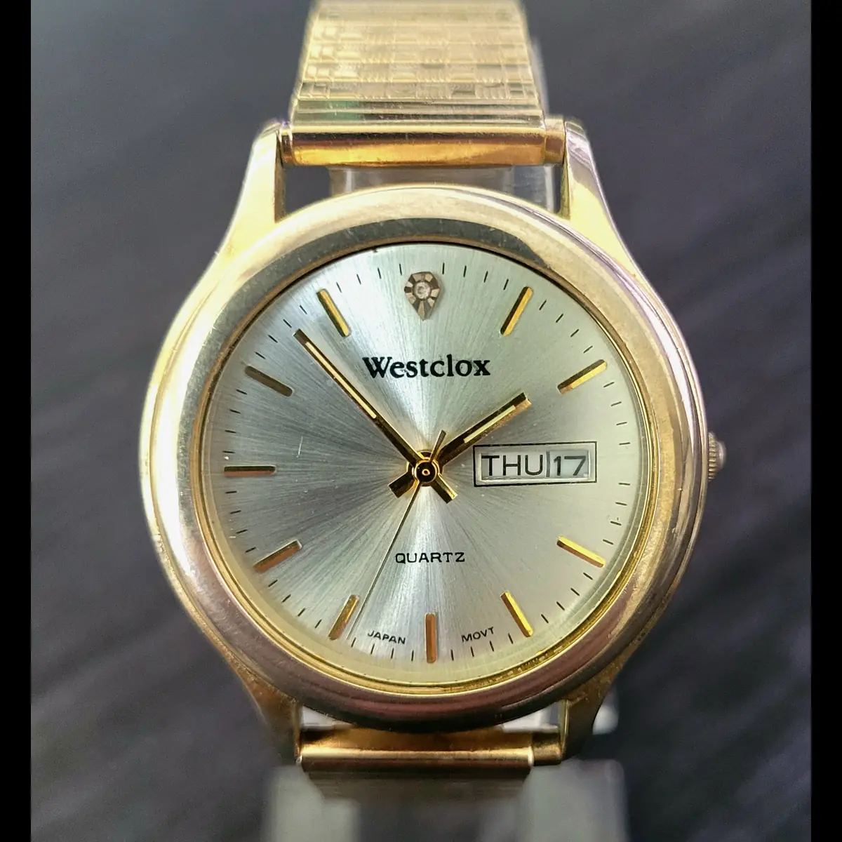 Rare Vintage Retro Westclox Men's Diamond Watch New Battery - Image 4