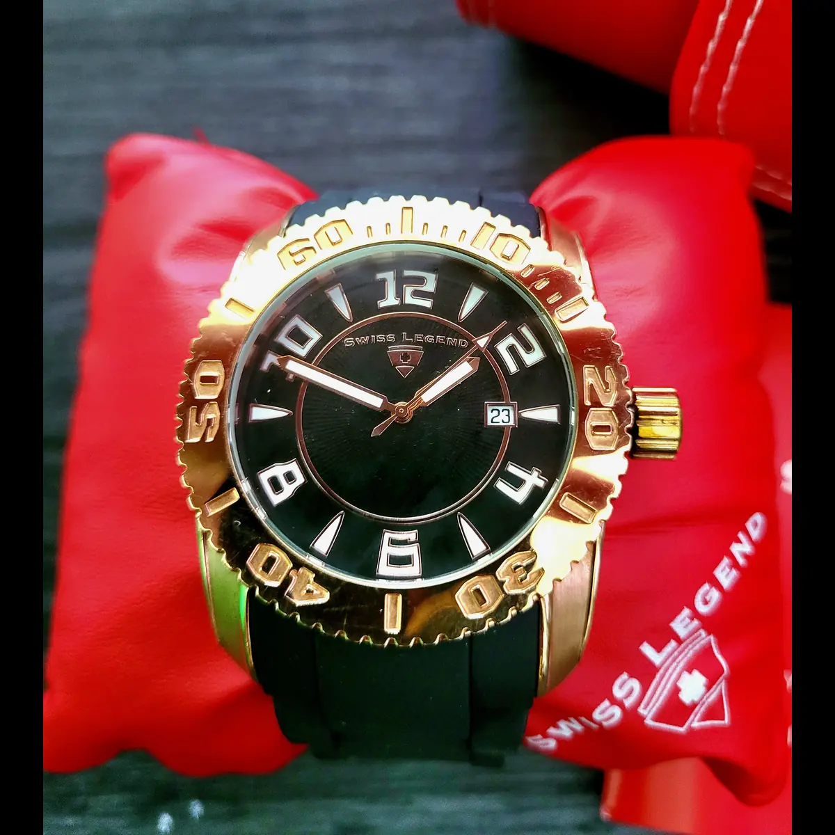 Rare Vintage Swiss Legend Commander Mens Dive Watch In Box