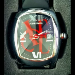 Rare Aquaswiss Mens Red Ice Prism Crystal Swiss Date Watch