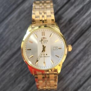 Vintage Japan Orient 3 Star Mens Watch Gold Champaign Dial