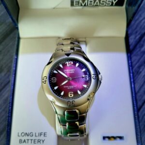 Rare Vintage Gruen Embassy Mens Watch Red Burst Dial In Box