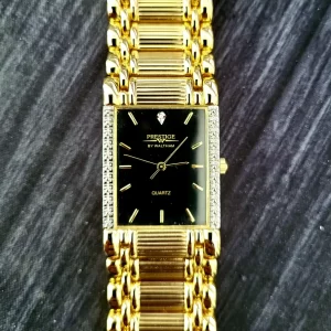 Vintage Waltham Prestige Diamond Mens Tank Watch Box Papers