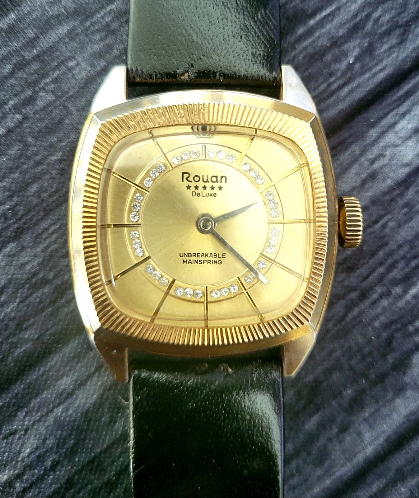 Rare Vintage 60'S Rouan German Manual Mens Diamond Watch