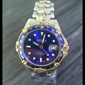 Rare Vintage Benrus Mens Diver Watch Sapphire Burst Dial